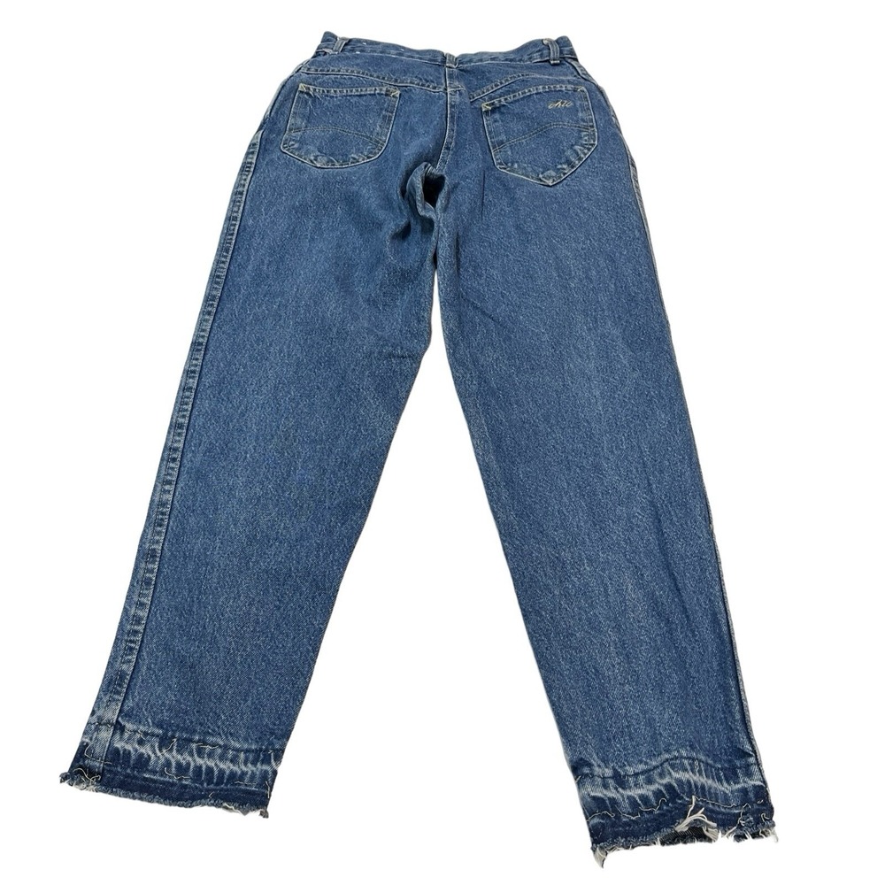 Vintage Chic by h.i.s. High Waisted Mom Jeans Blue Tapered Raw Hem USA Made 12P - Picture 2 of 11